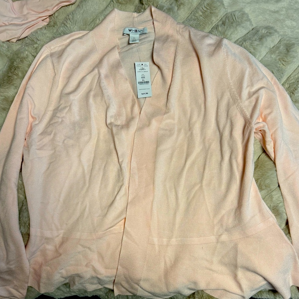 White House, Black market, Peplum cardigan, long sleeve light pink, extra large